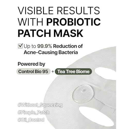 Trouble Patch Mask ? Full-Face Acne & Sebum Control Korean Sheet Mask with Tea Tree Biome, Hydrocolloid-Inspired Care for Oily Skin, Visible Sebum Lift, Holiday Skincare Gift | 20ml x 4