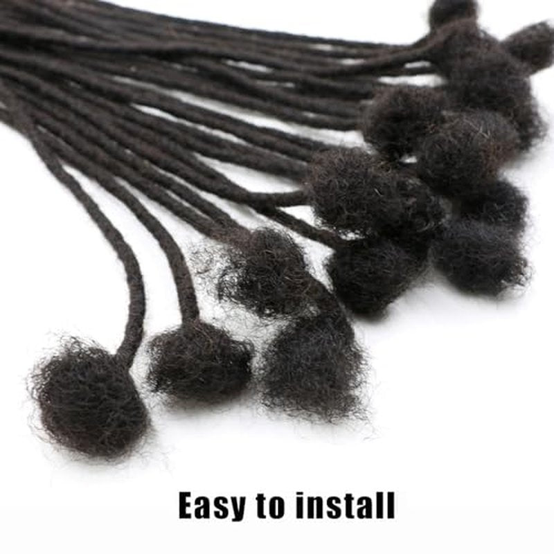 IXIMII 60 Strands Dreadliock Extensions Human Hair 8 inch 0.6 cm Full Handmade Permanent Loc Extensions Soft Natural Black Dreads with Needle and Comb for Men and Women,Can Be Dyed Bleached Curled