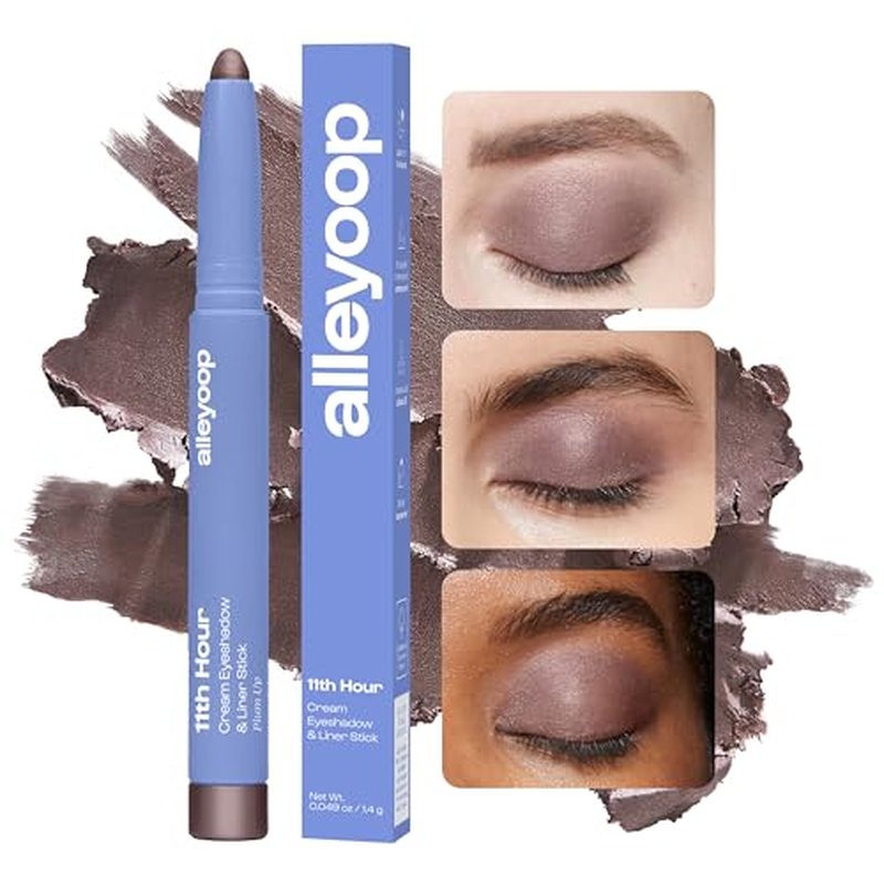 ALLEYOOP 11th Hour Waterproof Cream Eyeshadow Stick ? Long-Lasting Eye Shadow Pencil & Eyeliner, Cream to Powder Stick & Highlighter ? Smudge-Proof Eyeshadow Shimmer, Plum Up Shimmer