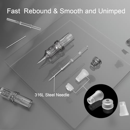 YILONG Tattoo Needles Pro: Upgrade More Stable and Smooth, 20pcs Mixed Sizes #12 3RL 5RL 7RM 9RM Disposable Cartridge Needles, Round Liner and Round Magnum Needles for Tattoo Gun Machine