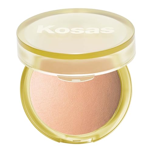 Kosas Sun Show Glowy Warmth Baked Bronzer - Contouring Powder for Cheekbones, Nose & Jawline - Enriched with Concentrated Fatty Acids - Talc-Free, Vegan & Hypoallergenic - Waves