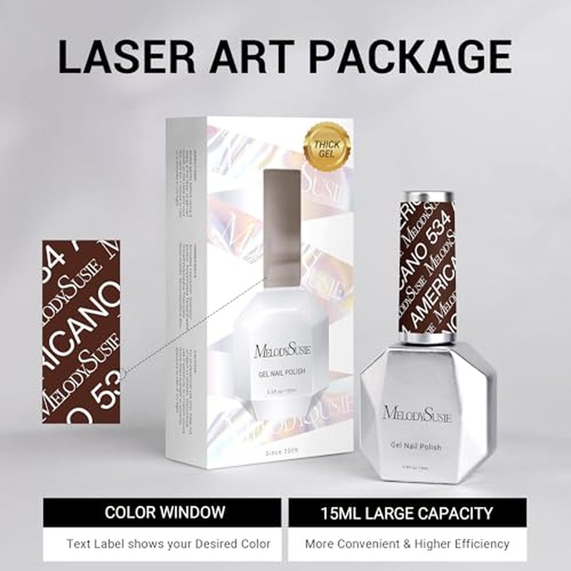 MelodySusie Thick Americano Brown Gel Nail Polish,0.5fl oz Nails Soak Off UV LED Caramel Coffee Brown Gel Polish Gift for Women Nail Art Manicure Salon DIY Nail Design Decoration at Home-534-A1205