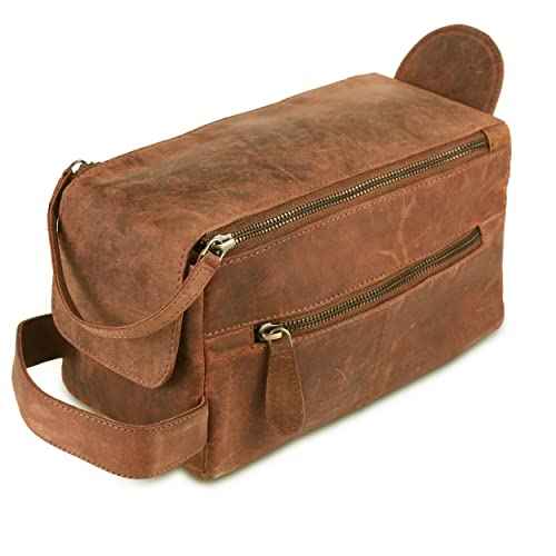 Handmade World Toiletry Bag for Men Dopp Kit genuine Buffalo Leather Toiletry Bag Case Travel Accessories Makeup cosmetic Essentials Organizer Leather Travel Toiletries Bag