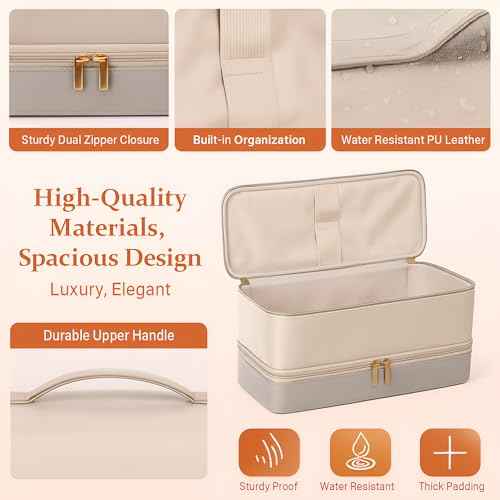 for Dyson Airwrap Travel Case, Shark Flex Style Case, Hair Dryer Travel Bag, Shark Hair Dryer Storage, Airstraight Air Wrap Flexstyle Fusion Organizer, Dyson Travel Bag (Beige & Gray)