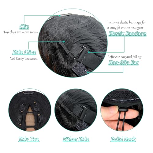 V Part Wig Human Hair Body Wave Glueless No Leave Out Upgrade 16 Inch U Part Wigs Human Hair Clip In Half Wigs 100% Real Human Hair Elastic Drawstring For Women 180% Density Nutural