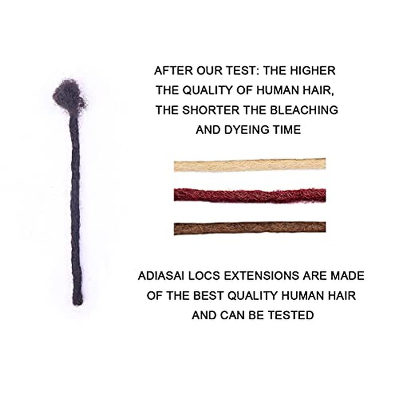 0.6cm Width 4 Inch 100 Strands 100% Human Hair Loc Extensions, Full Handmade Dreadlock Extensions for Men Women Kids Can Be Dyed and Bleached with Needle and Comb Unprocessed Natural Black