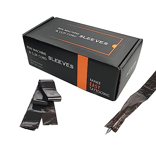 EZ Tattoo Clip Cord Covers - 100 Pcs for Tattoo Machine, Black Sleeves for Equipment Supply and Wrap