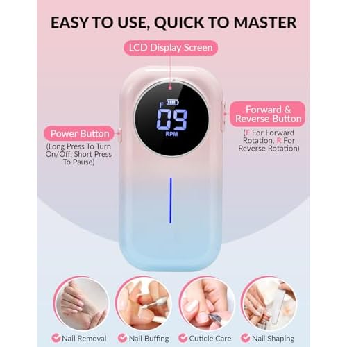 BAOSHISHAN Professional Nail Drill Machine, 20000RPM Electric Cordless Nail Drill with Base Pen Holder, Rechargeable Nail File 11 Drill Bits for Remove Gel Acrylic Nail