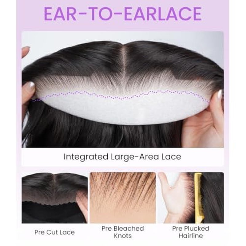 Bouncy Loose Wave Wig Human Hair Wigs for Black Women Glueless Wig Human Hair Pre Plucked Pre Cut 6X5 Loose Body Wave Lace Front Short Bob Wig Ready to Wear Wigs Glueless Human Hair
