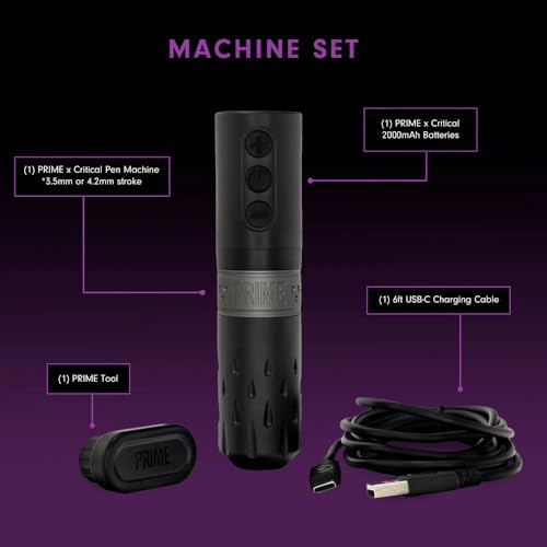 X Critical Wireless Cartridge Tattoo Machine Kit Single Set Wireless Tattoo Machine Pen Tattoo Gun Machine with Wireless Tattoo 2000mAh Power Supply for Tattoo Artists 4.2mm