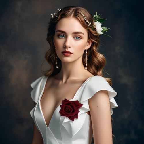 3 Pcs Rose Flower Hair Clip Rose Brooch Flamenco Dancer Hairpin Mexican Hair Accessories for Woman Girls Wedding Party Mother's Day Halloween Costume (2 Styles) (Dark Red)