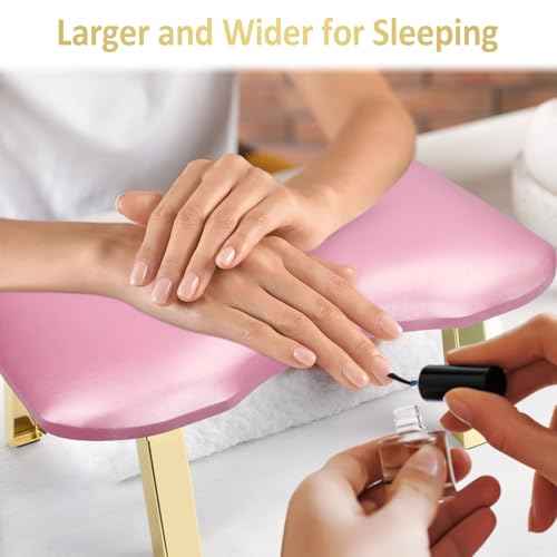 Nail Arm Rest, Foldable Arm Rest for Nails Tech, PU Leather Manicure Arm Rest, U Shaped Hand Rest for Nails tech, Manicure Hand Rests for Foot Hand Rest, Pink