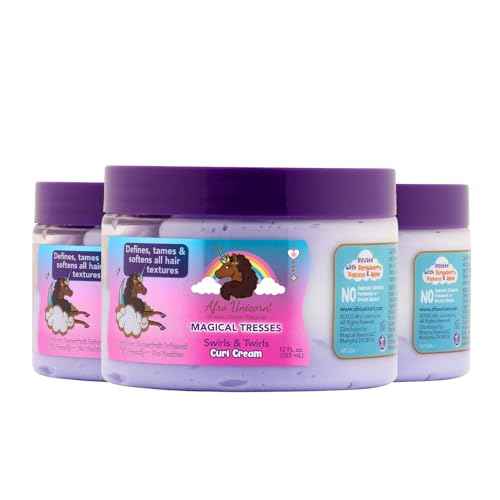 Afro Unicorn Curl Cream - Defining, Taming, and Softening Curly, Coily, and Wavy Hair Cream - Contains Coconut Oil - 3 Pack