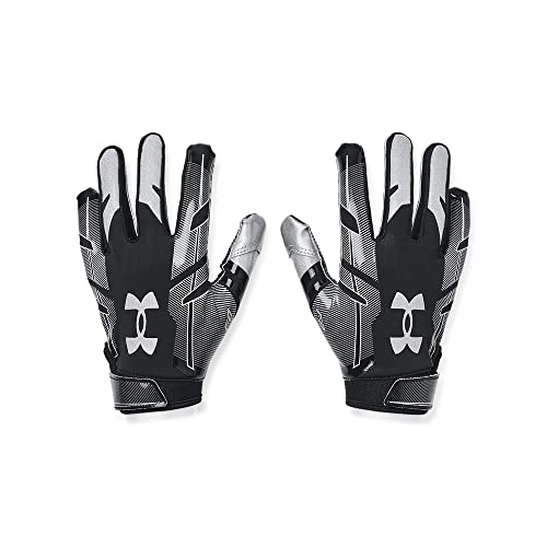 Under Armour boys Youth F8 Football Gloves , Black (001)/Metallic Silver , Youth Large