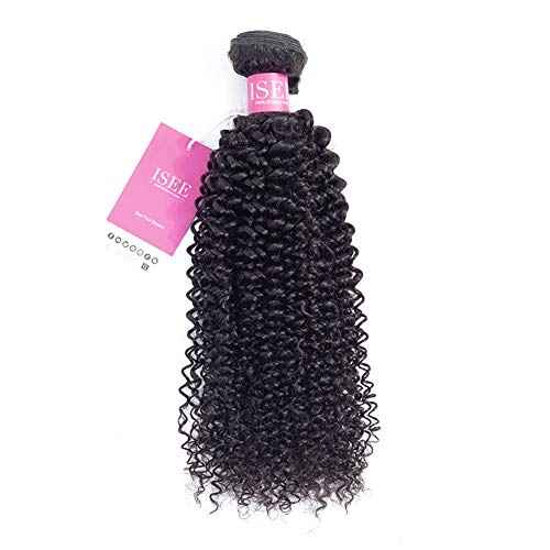 ISEE Hair Virgin Malaysian Deep Curly Jerry Curly Human Hair One Bundles,100% Unprocessed Human Hair Extensions Natural Black Can Be Dyed (14'')