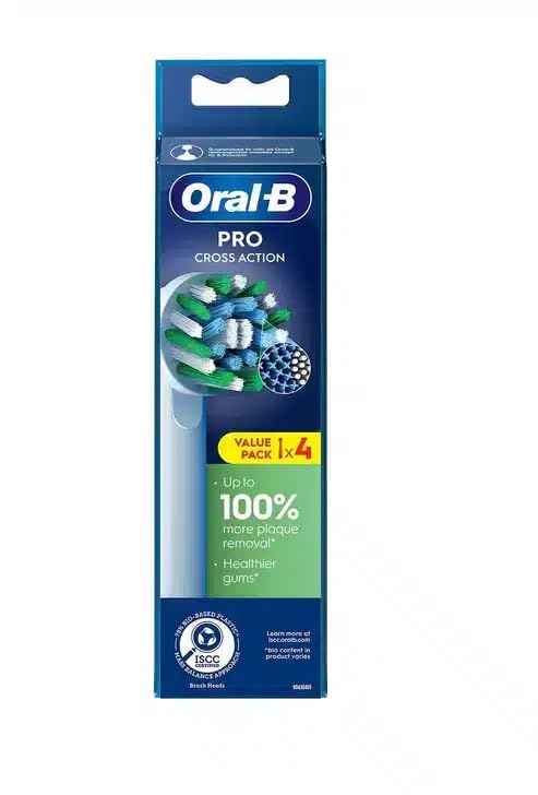 Oral B Cross Action Electric Toothbrush Replacement Brush Heads Refill, 4Count