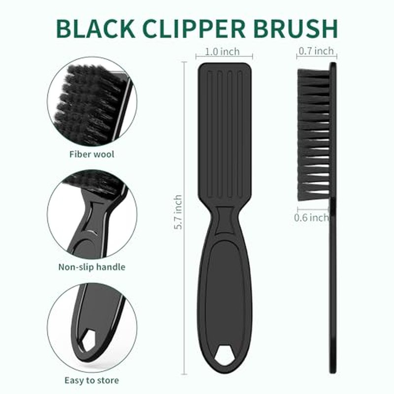 6 Pcs Barber Clipper Brush Blade Trimmer Cleaning Brush Set Duster Manicure Nylon Brush Hair Styling Tool (Black)