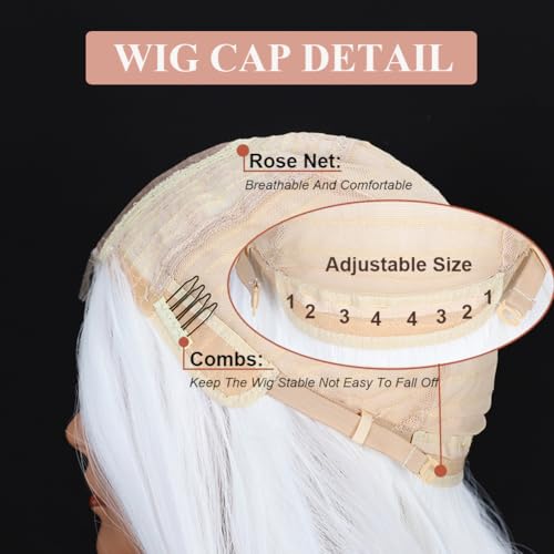 Colorful Queen White Wigs for Women 26 Inch White Long Wavy Wig Middle Part Glueless Lace Wig for Women Daily Party Use Halloween Cosplay