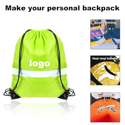 GoodtoU 28 Pcs Drawstring Backpack Bulk String Backpack Drawstring Bags Nylon Draw String Sport String Bag for Men Women, (Green,28 Pcs)