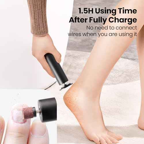 Electric Foot Callus Remover, 2 in 1 | 6 Speed Adjustable Foot File Nail Grinder with Sandpaper Disks, Professional Sander Pedicure Tool for Feet Dead Skin, Self Care Gifts for Women Mom Lover Friends