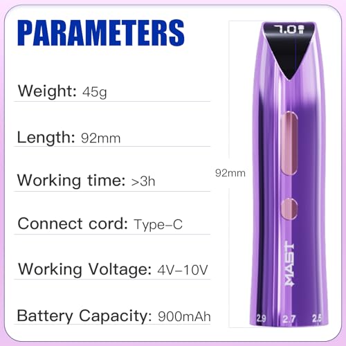 Mast Tattoo Cordless Battery Part for Mast P60 Tattoo Pen Machine (Pink)