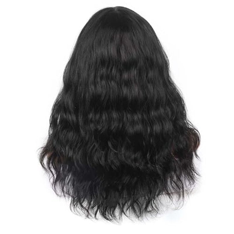 Human Hair Wigs Natural Wave Human Hair Wig with Bangs for Black Women 18 inches None Lace Front Wear and Go Glueless Human Hair Wig