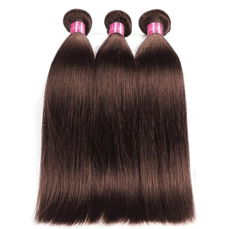 YISEA Human Hair Straight 3 Bundles Brown #4 Color 12A Grade Brazilian Virgin Chocolate Brown Straight Human Hair Bundles(18 20 22 Inches) 100% Unprocessed Remy Human Hair Extensions