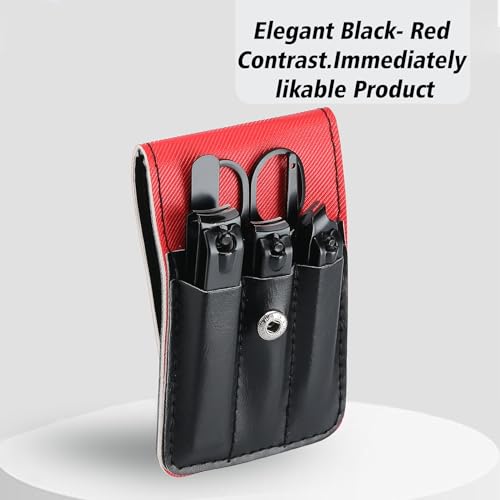 Cool Manicure Set for Men, Nail Clipper Grooming Kit for Teen Boy, Boyfriend, Husband, Dad, Small Gift Idea for Christmas Stocking Stuffers or Birthday Gift (Black)