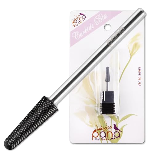 PANA USA Professional 3/32" Shank Size - Cone Shape Carbide Bit - Nail Drill Bit for Manicure Pedicure Tools Dremel Machine (Extra Fine, DLC Black)