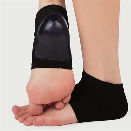 4PCS/Set Moisturizing Heel Socks - Silicone Softening Covers for Dry Feet (Heel Socks for Dry Cracked Feet), Silicone Heel Protector for Women and Men, Black