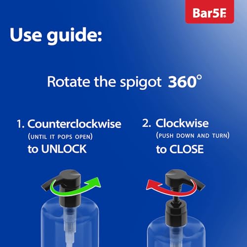 Bar5F Empty Shampoo Bottles with Pumps (2-Pack 32oz/1Liter/Large) BPA-Free PETE1 Plastic Bottle Crystal-Clear