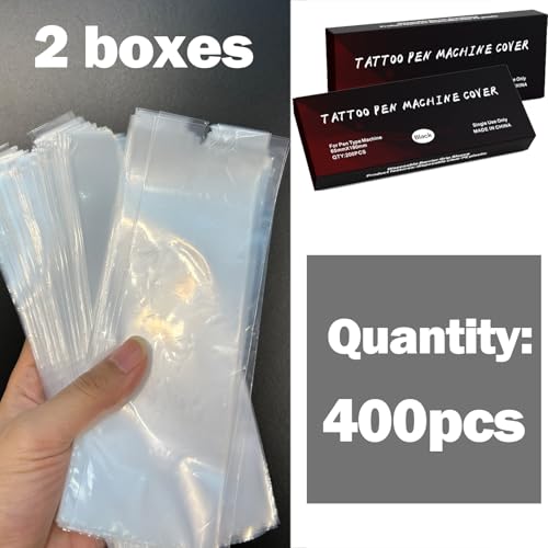 400Pcs Large Machine Pen Covers - Urknall 3"x7" Gun Covers Extra Large Tattoo Pen Sleeves Bags Big Machine Covers Transparent Tattoo Machine Covers Sleeves Tattoo Pen Covers