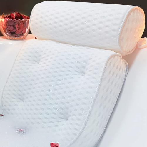 AEROiVi Luxury Bath Pillows for Tub£¬Bath Pillow Bathtub Pillows for Head and Neck Support Bath Cushion Made from Soft Spacer Mesh Material with Suction Cups