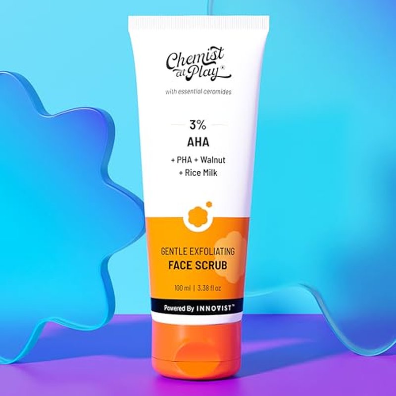 Chemist At Play Gentle Exfoliating Face Scrub with Mandelic Acid & Walnuts | Removes Dead Skin & Blackheads | Detans |Gives Instant Glow| Face Scrub for Women & Men | 100ml