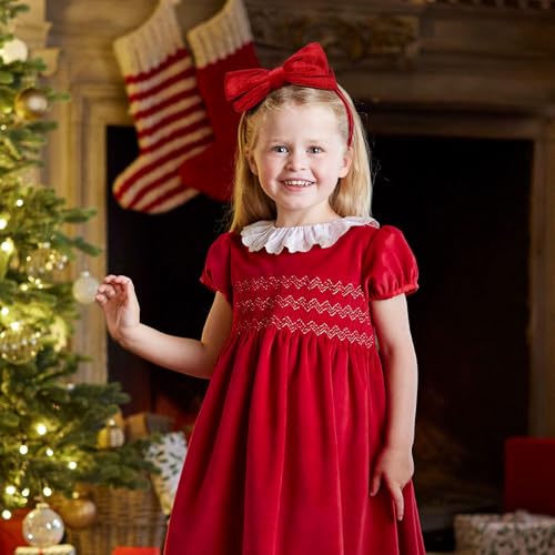 DEEKA Velvet Bow Headband 2 PCS Hair Band Hair Bows with bow Velvet Christmas Hair Accessories for Toddlers Women and Girls (Green,Red)