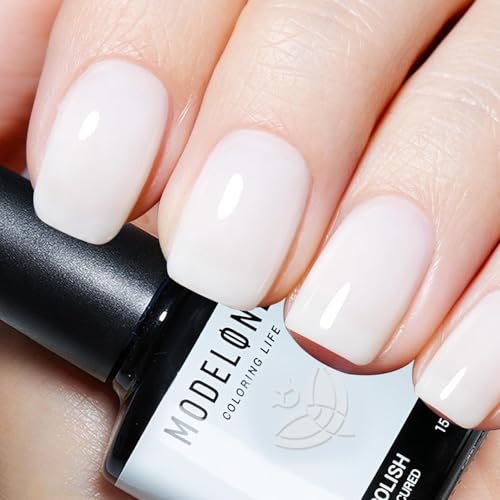 modelones Milky White Gel Nail Polish Nail Polish Natural Color Translucent Jelly Soak Off LED Clear Coat Soap Nails Art White French Gel Polish15 ML