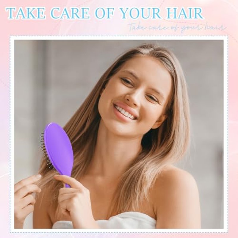 Suclain 80 Pieces Hair Brushes for Women Travel Detangling Brush Soft Bristles with Cushion Base Drying Detangler Small Hair Brushes for Women, 10 Colors