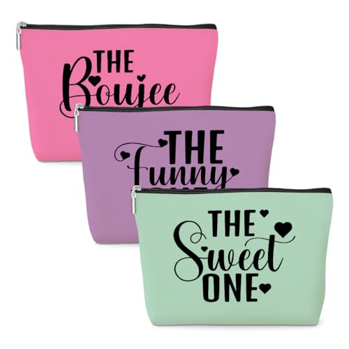 3 Pcs Cosmetic Bags for Women Makeup Bag Toiletry Bag Funny Girls Trip Gifts Favors Girls Weekend Bachelorette Party Bestie Best Friend Friendship Gifts for Women Sister Mom, Pink Purple Green