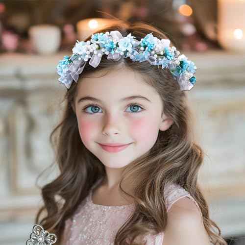 Campsis Blue Flower Headband, Floral Headpiece for Girls