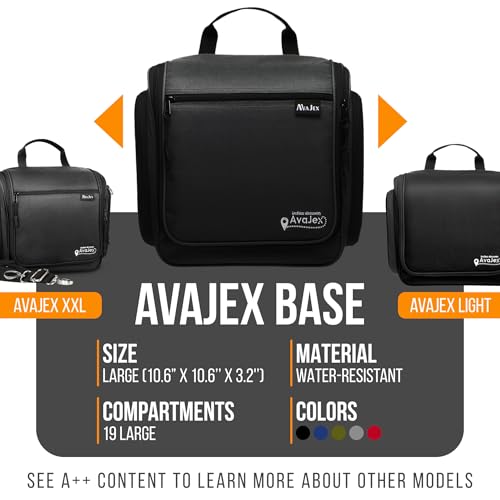 Travel Toiletry Bag for Men and Women - (10.6¡±x10.6¡±x3.2¡±) Large Hanging Toiletry Organizer - Waterproof Hygiene Bag with Metal XXL Swivel Hook, with Sturdy Zippers and 19 Compartments for Toiletries