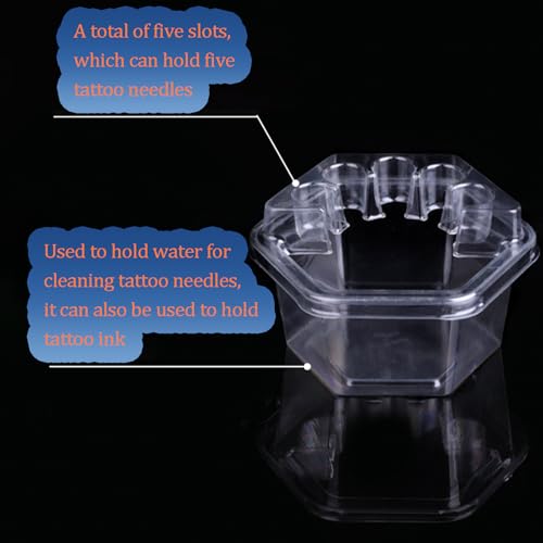 20PCS Hexagonal Disposable Tattoo Cartridge Cup Holder Plastic Tattoo Cartridge Tray For Tattoo Inks Needle Holder Placement Rack Disposable Plastic Cup Working Cup Cleaning Cup
