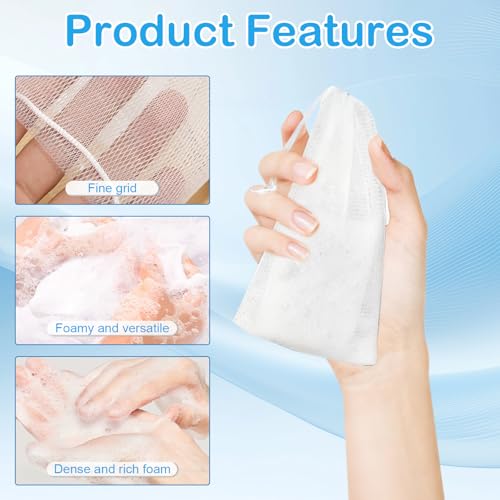 40pcs Mesh Soap Bags for Soap Bars, Exfoliating Bubble Mesh Net Bars with Drawstring for Shower Face Cleansing