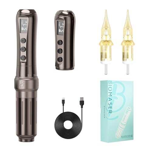BIOMASER U1 Tattoo Gun,Wireless PMU Tattoo Machine Eyebrows & Lips, Professional Permanent Makeup Machine Rotary Tattoo Pen, Scalp Micropigmentation(Coffee)
