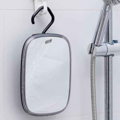 TAILI Shower Mirror, Hanging Fogless Shaving Mirror for Travel Camping, Removable Fog Free Shave for Wall, Shower Accessories, Bathroom, Portable, Shatterproof, Gift for Men Black