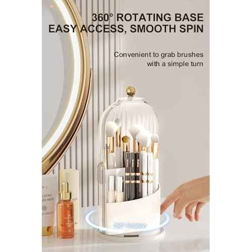 Makeup Brush Holder with Lid 360¡Æ Rotating, Clear Dustproof & Waterproof Make Up Brush Holder Organizer, Transparent Makeup Brush Organize