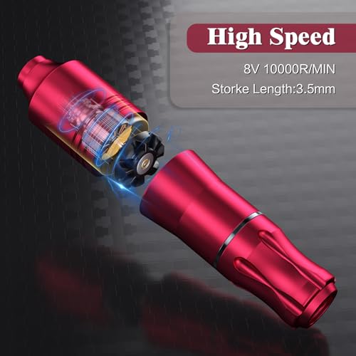 Tattoo Gun,Wireless Tattoo Gun Starter kit Complete Rotary Tattoo Pen Machine kit with 20pcs Cartriadge Needles Wireless Tattoo Power Supply for Beginners and Artists.Kulwoyi