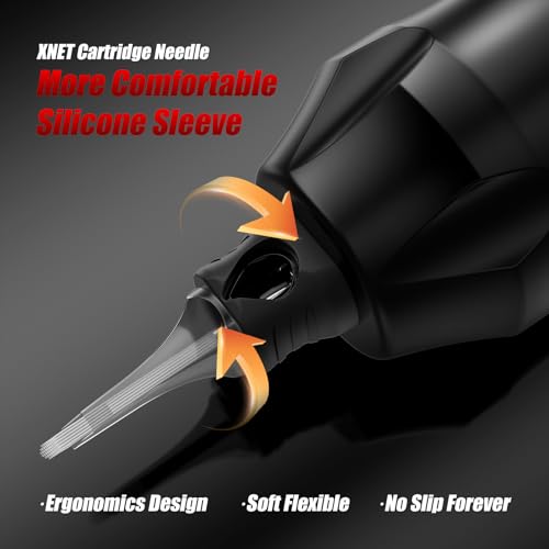 Xnet Aurora Cartridge Tattoo Needles - 20Pcs #10 (15RL) Bugpin Round Liner Disposable Silicone Needles with Membrane Safety Supplies for Rotary Tattoo Machine Pen Gun(1015RL)