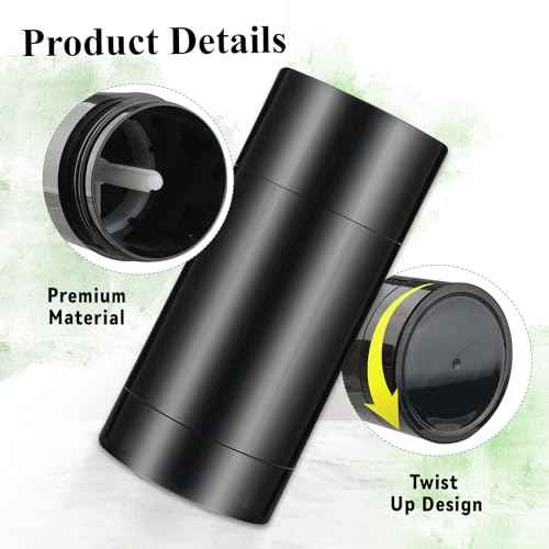 12 Pcs 30g/1oz Black Deodorant Containers Refillable Bottom Refilling Round Stick Plastic Twist Up Deodorant Bottles for DIY Chapstick Lip Balm Crayon