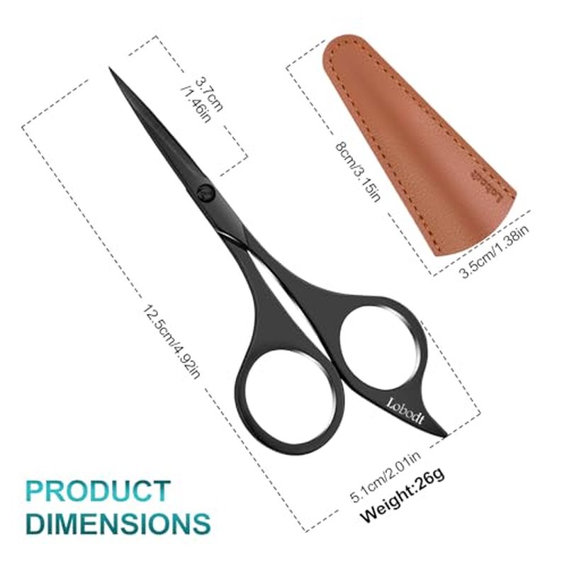 Professional beard scissors, 4.9-inch (black) small pointed stainless steel hairdressing scissors, Moustache Trimming£¬suitable for personal care and beauty of both men and women