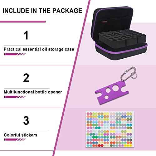 Canboc 30 Essential Oil Storage Holder Organizer Carrying Case - Holds 5ml 10ml 15ml Bottles for Young Living Oils - Travel Bag With Labels & Opener, Black